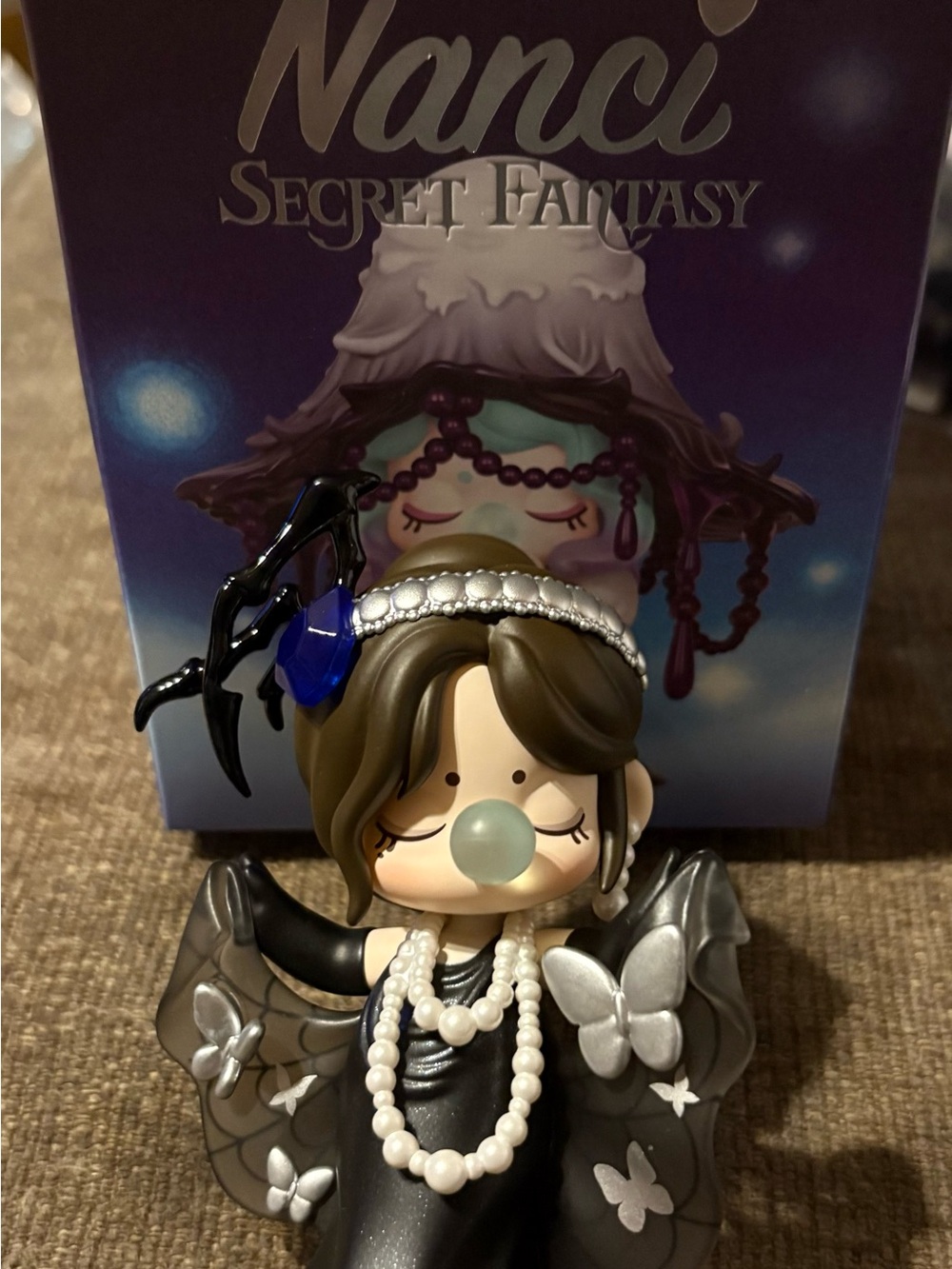 Confirmed Nanci Secret Fantasy Black and Silver Figurine with Pearl Accents